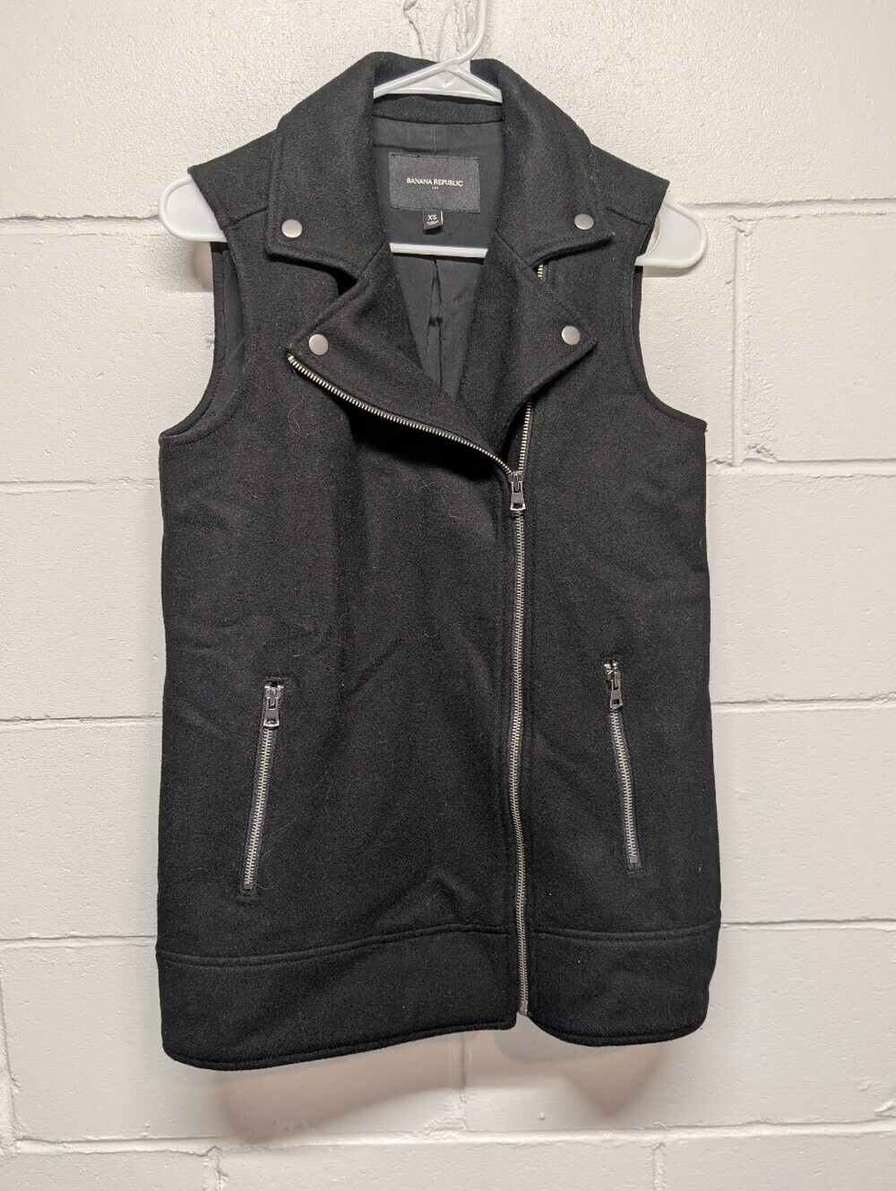 BANANA REPUBLIC Factory Wool Black Biker Moto Bumper Vest (Women's XS)